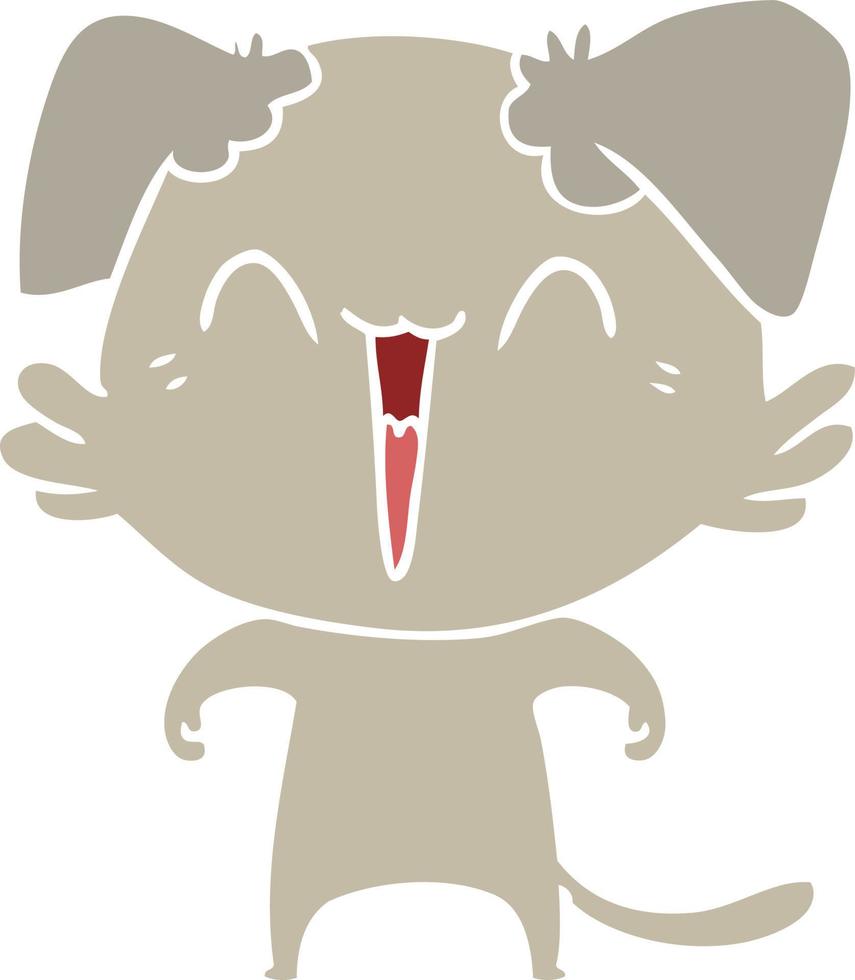 happy little dog flat color style cartoon vector