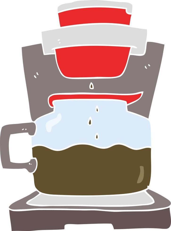 flat color illustration of a cartoon coffee maker vector
