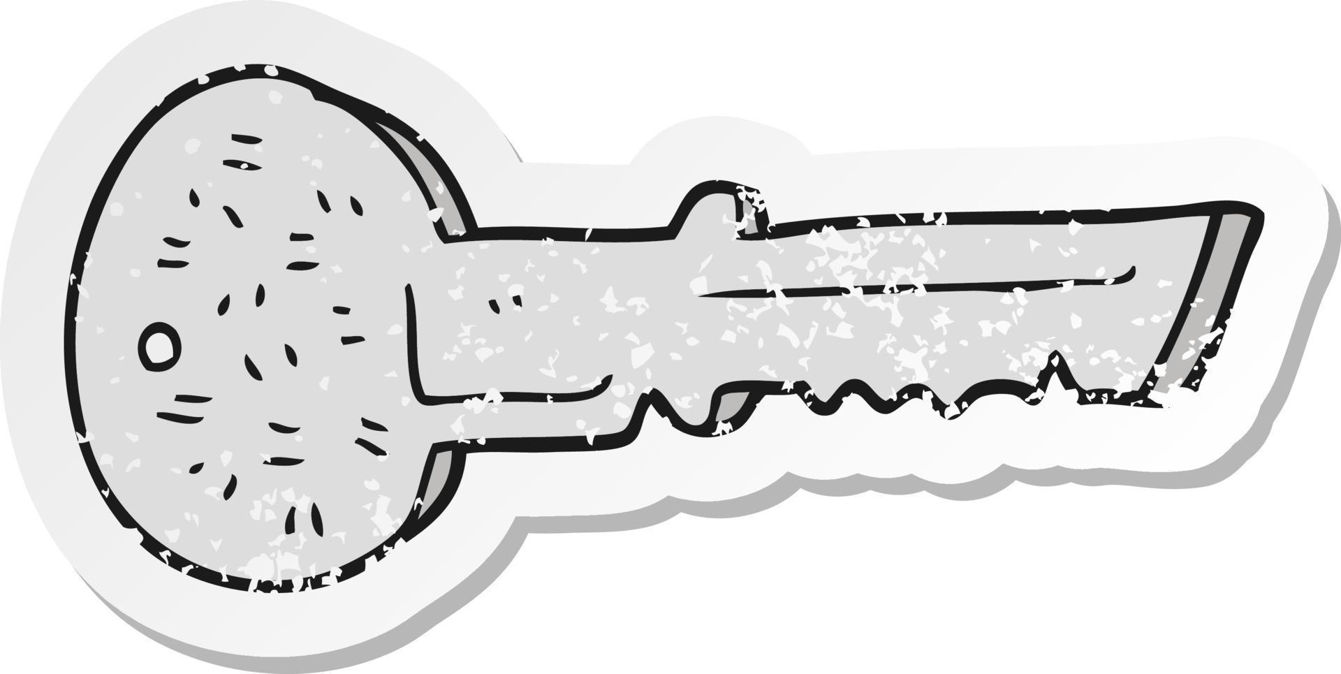 retro distressed sticker of a cartoon door key vector