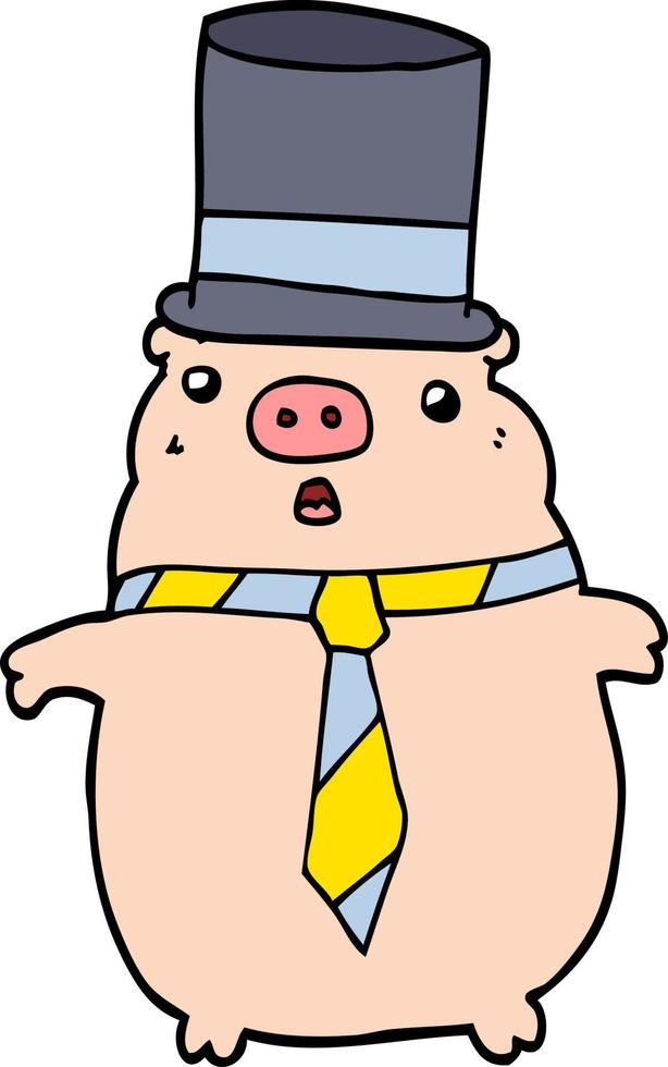 cartoon business pig vector