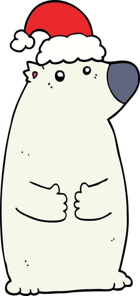 cartoon bear wearing christmas hat vector