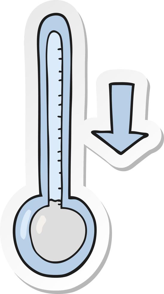 sticker of a cartoon dropping temperature vector