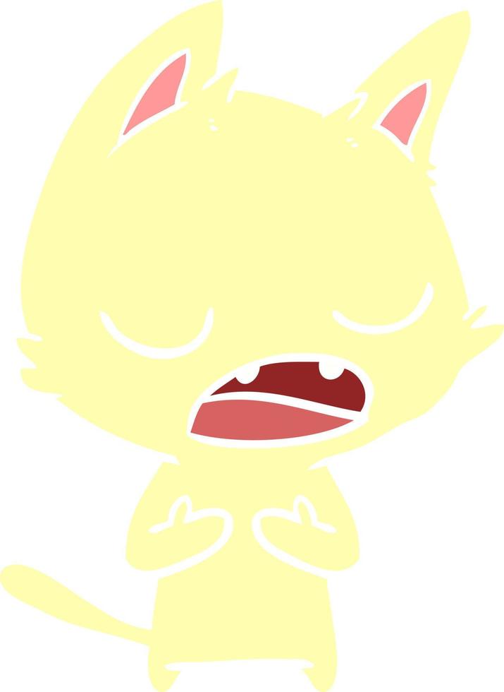 talking cat flat color style cartoon vector