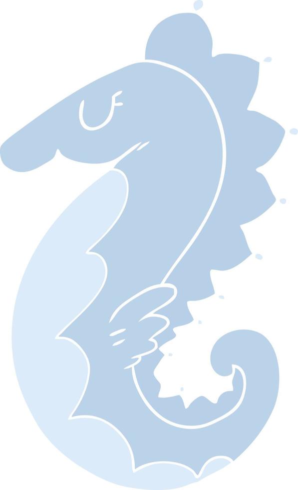 flat color style cartoon sea horse vector