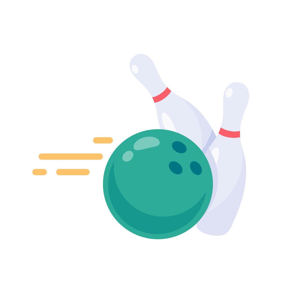 A bowling ball that rolls to hit the pin. vector