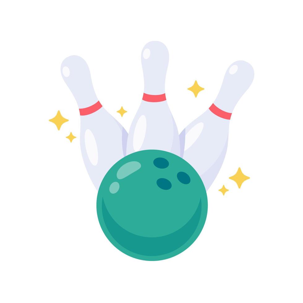 A bowling ball that rolls to hit the pin. vector