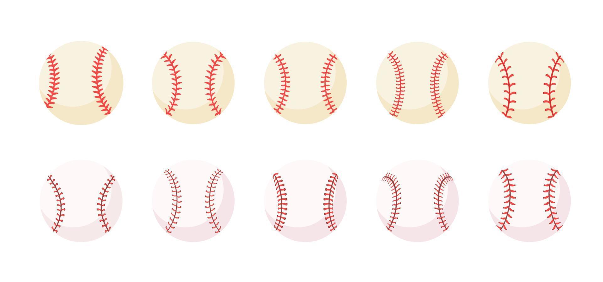 Leather baseball with red stitched seams. Popular softball tournaments. vector