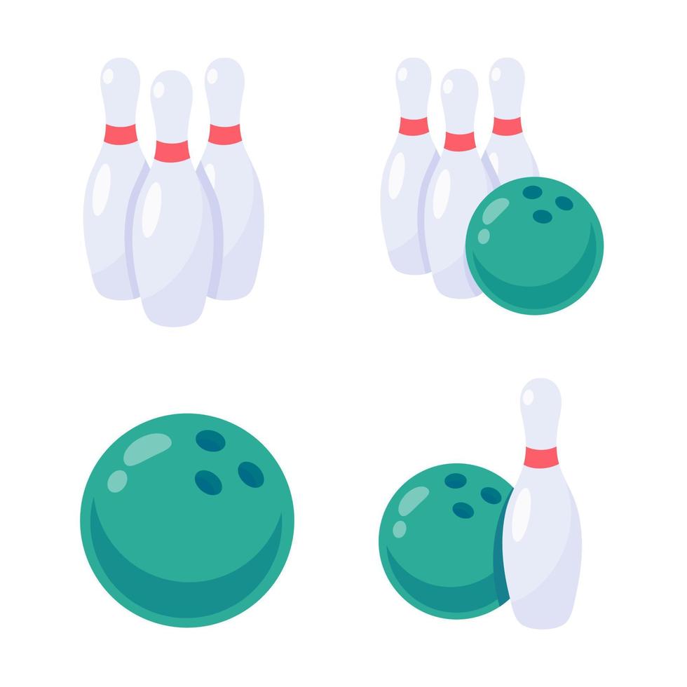 una bola de bolos que rueda para golpear el bolo. vector