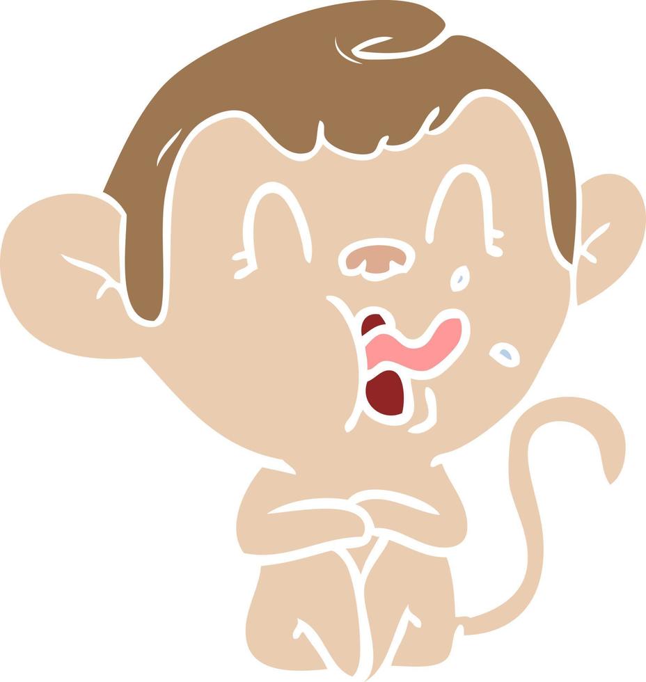 crazy flat color style cartoon monkey vector