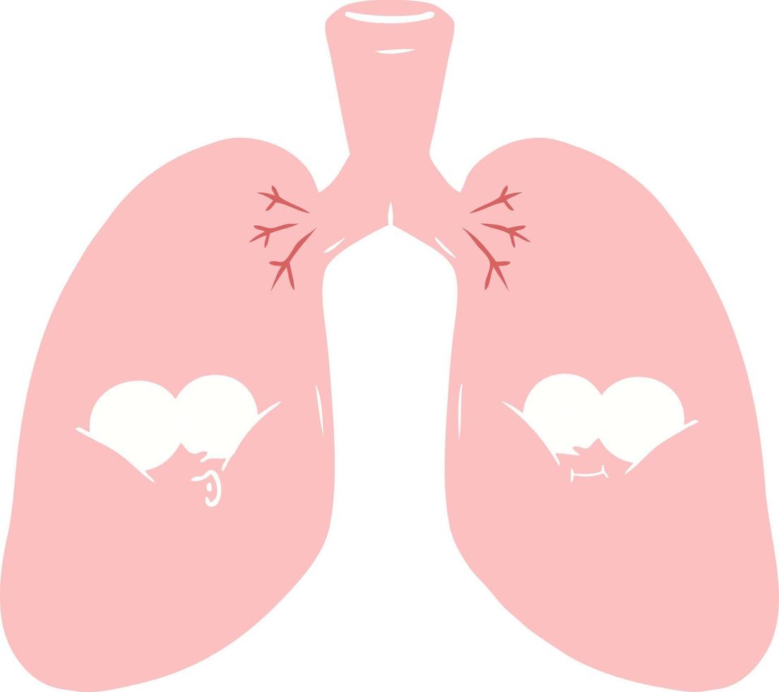 pulmones de dibujos animados de estilo de color plano vector