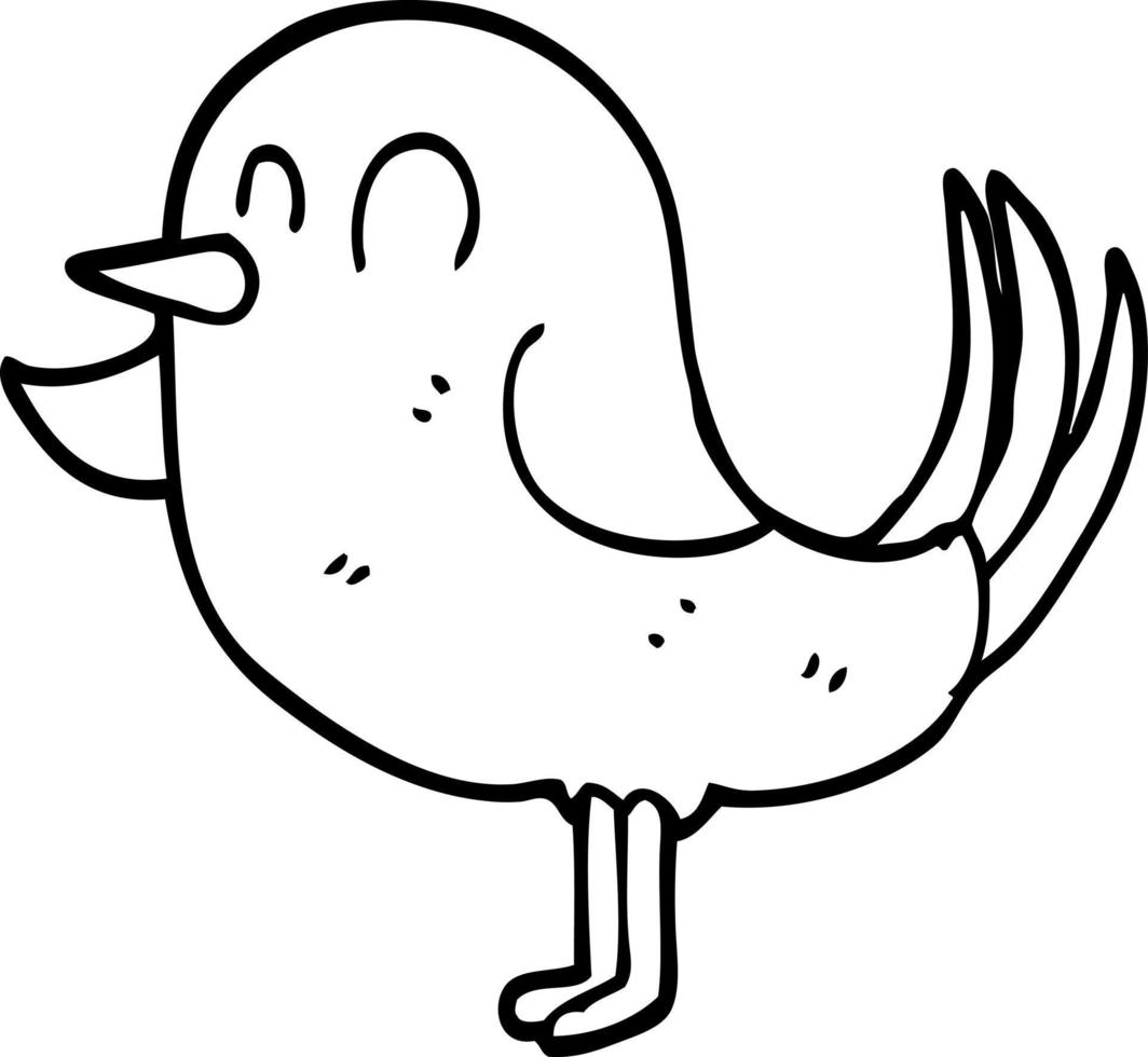 line drawing cartoon garden bird vector