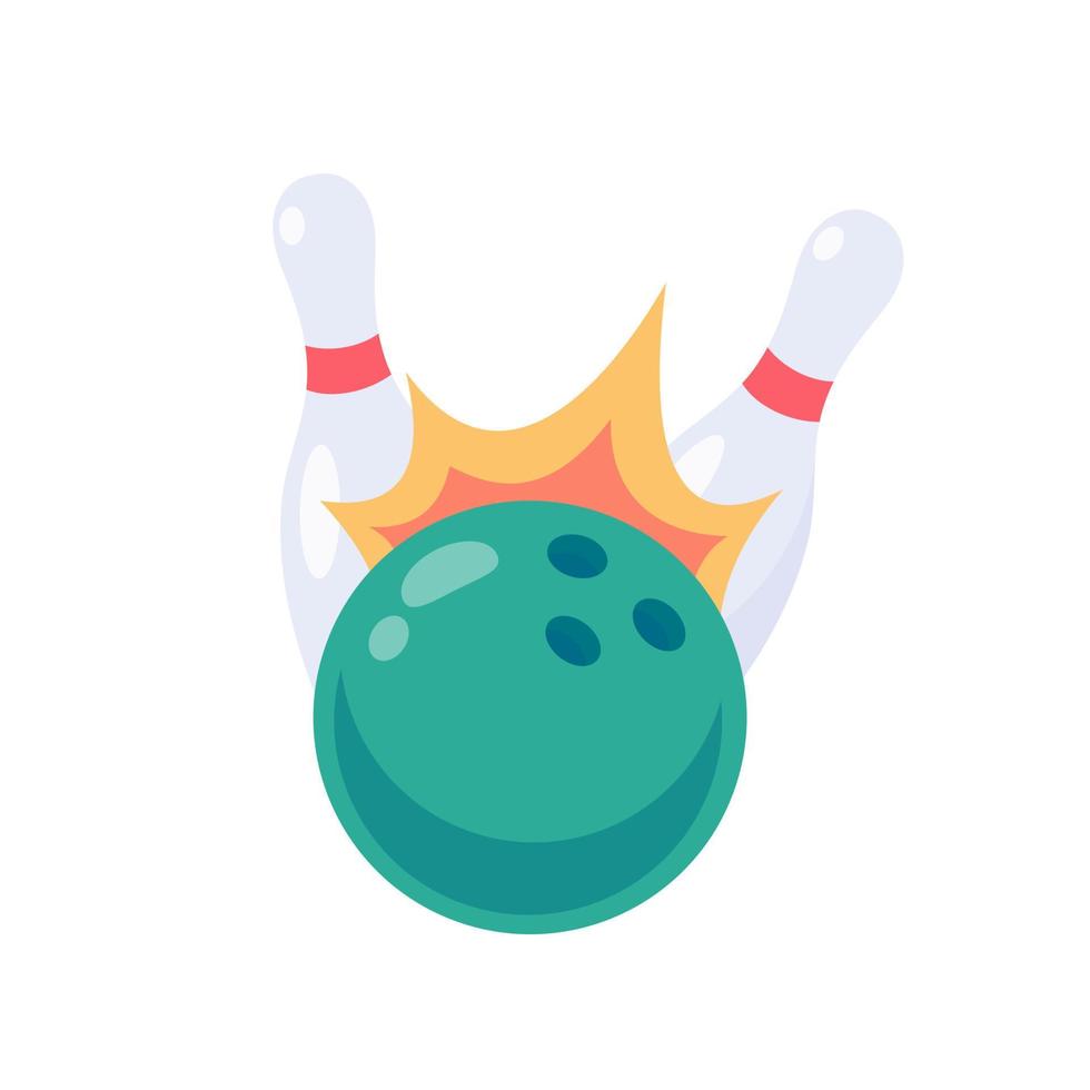 A bowling ball that rolls to hit the pin. vector