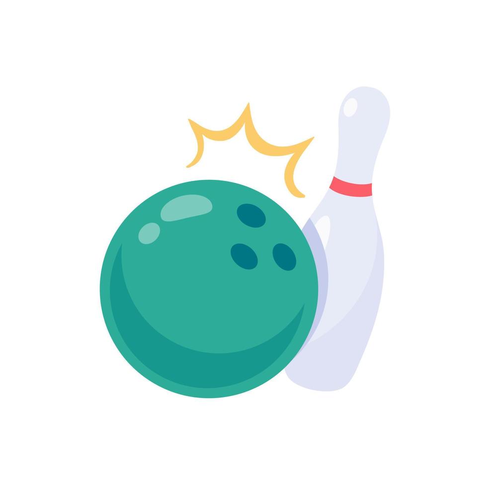 A bowling ball that rolls to hit the pin. vector