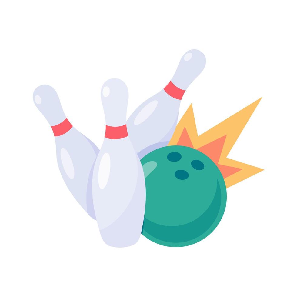 A bowling ball that rolls to hit the pin. vector