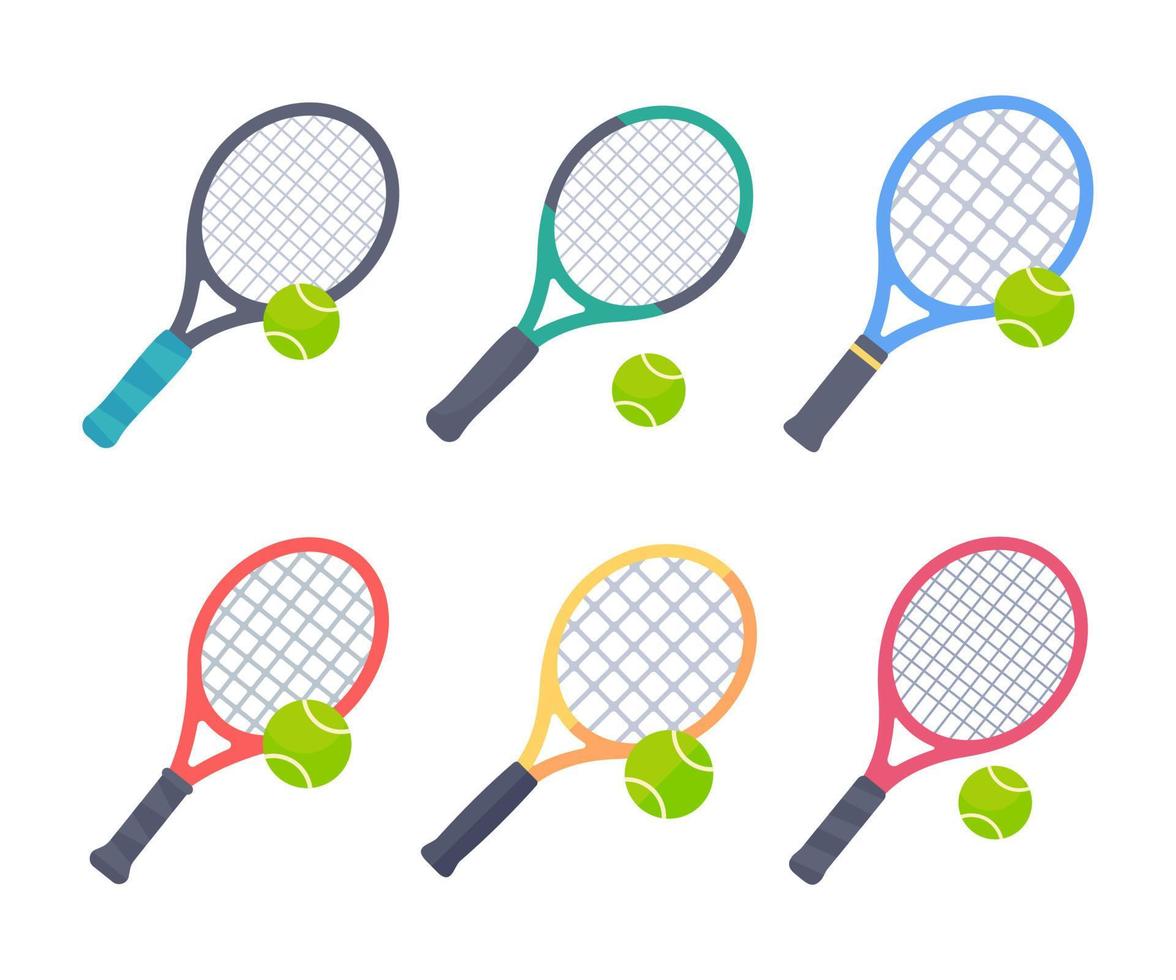 Tennis rackets and balls. outdoor sports equipment vector