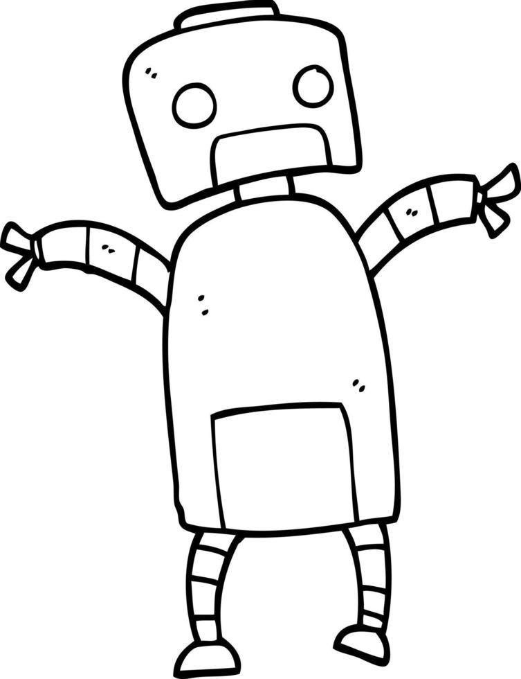 line drawing cartoon robot dancing vector