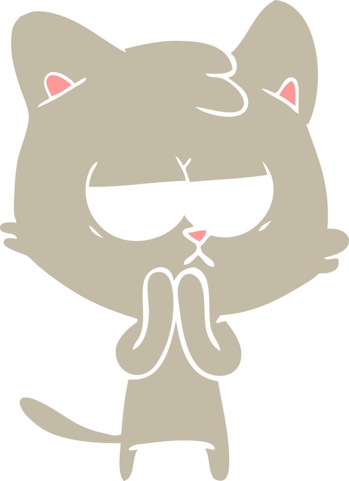 bored flat color style cartoon cat vector