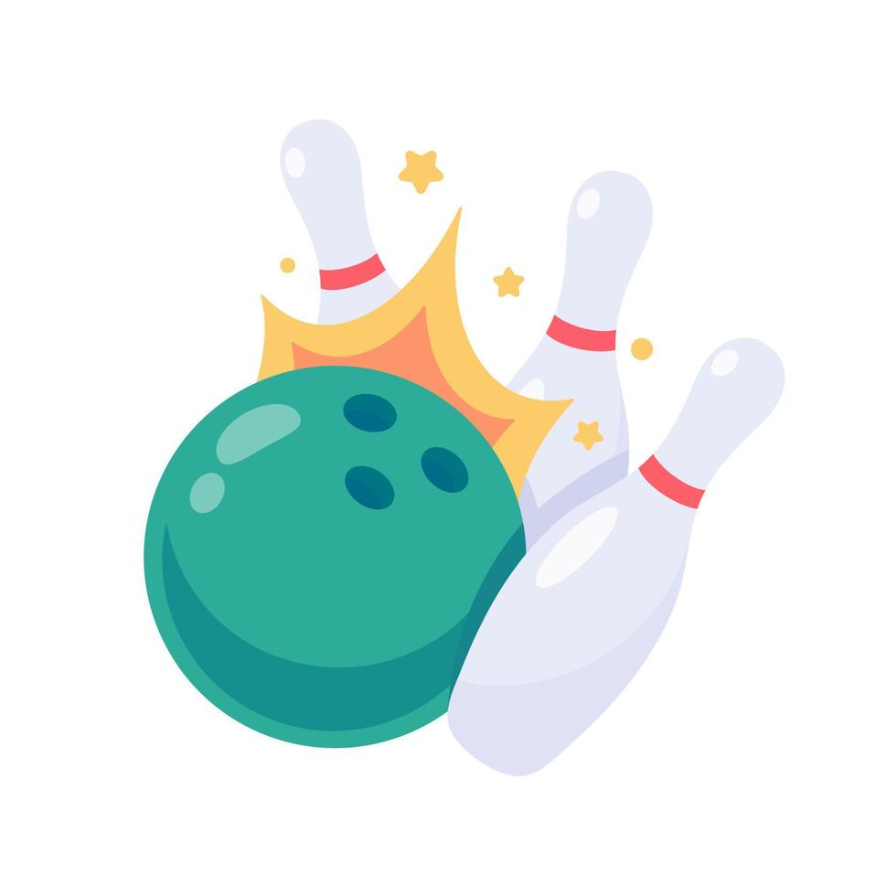 A bowling ball that rolls to hit the pin. vector