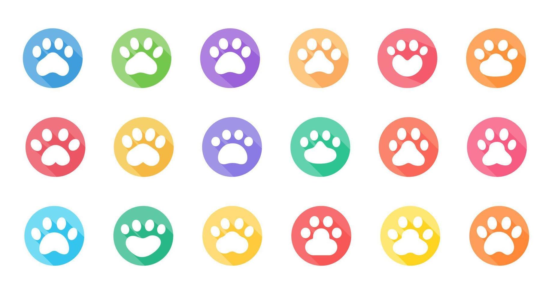 Dog and cat paws with sharp claws. cute animal footprints vector