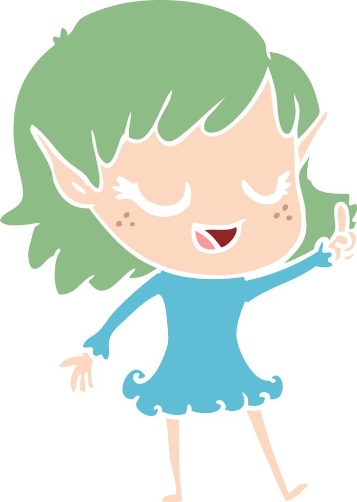 happy flat color style cartoon elf girl vector