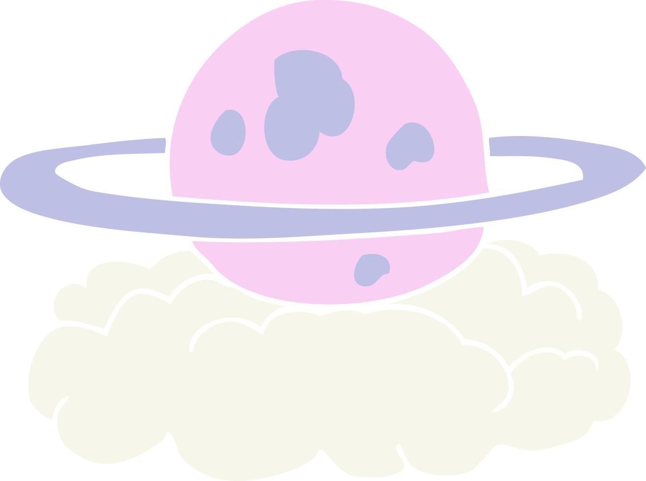 flat color illustration of a cartoon alien planet vector