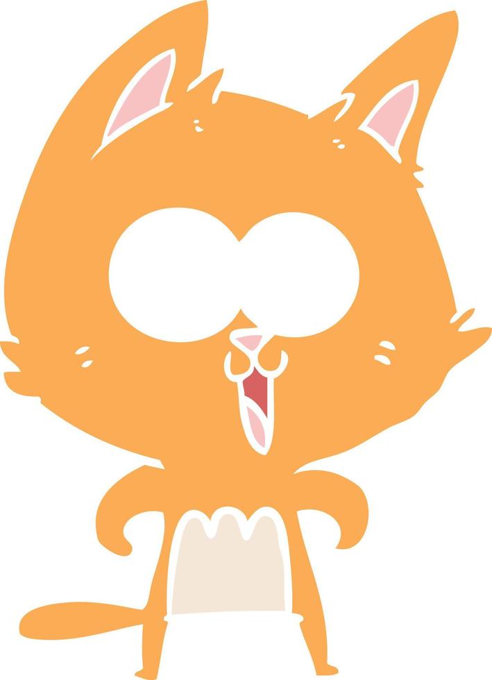 funny flat color style cartoon cat vector