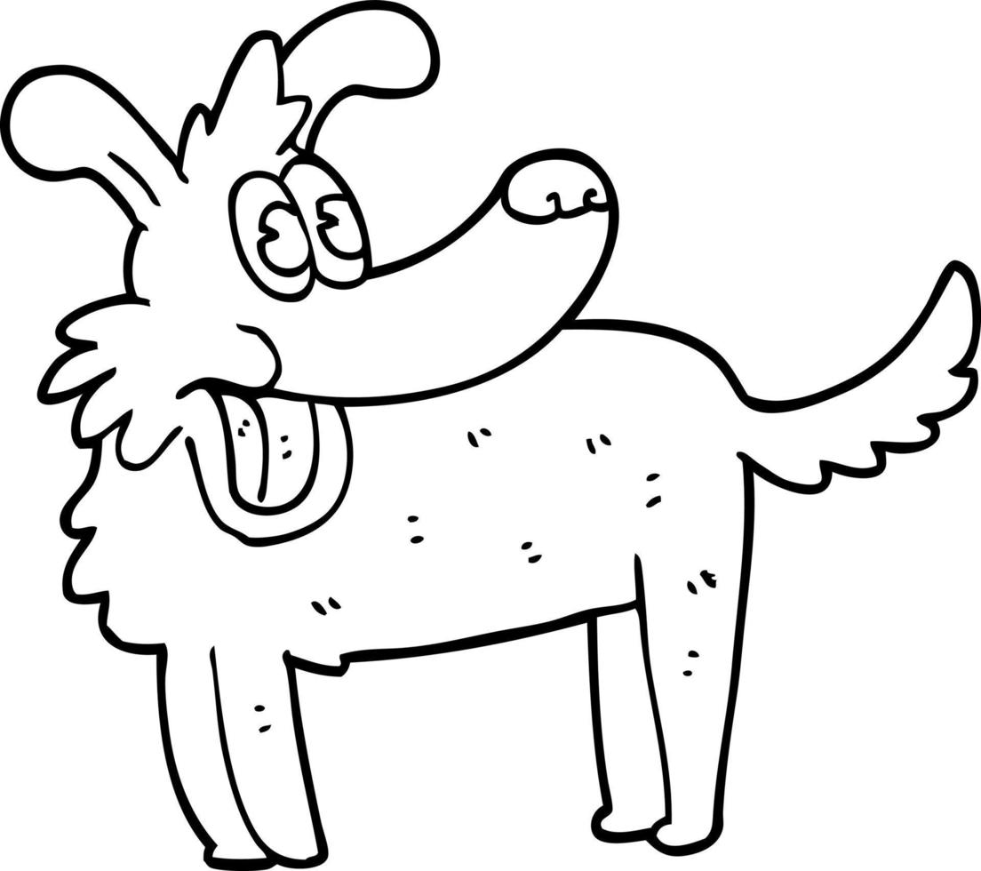 line drawing cartoon happy dog vector