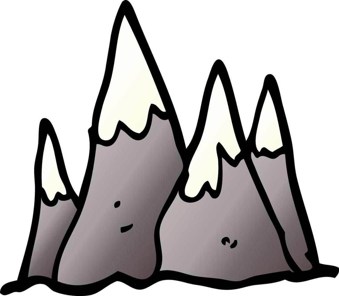 cartoon doodle tall mountains vector