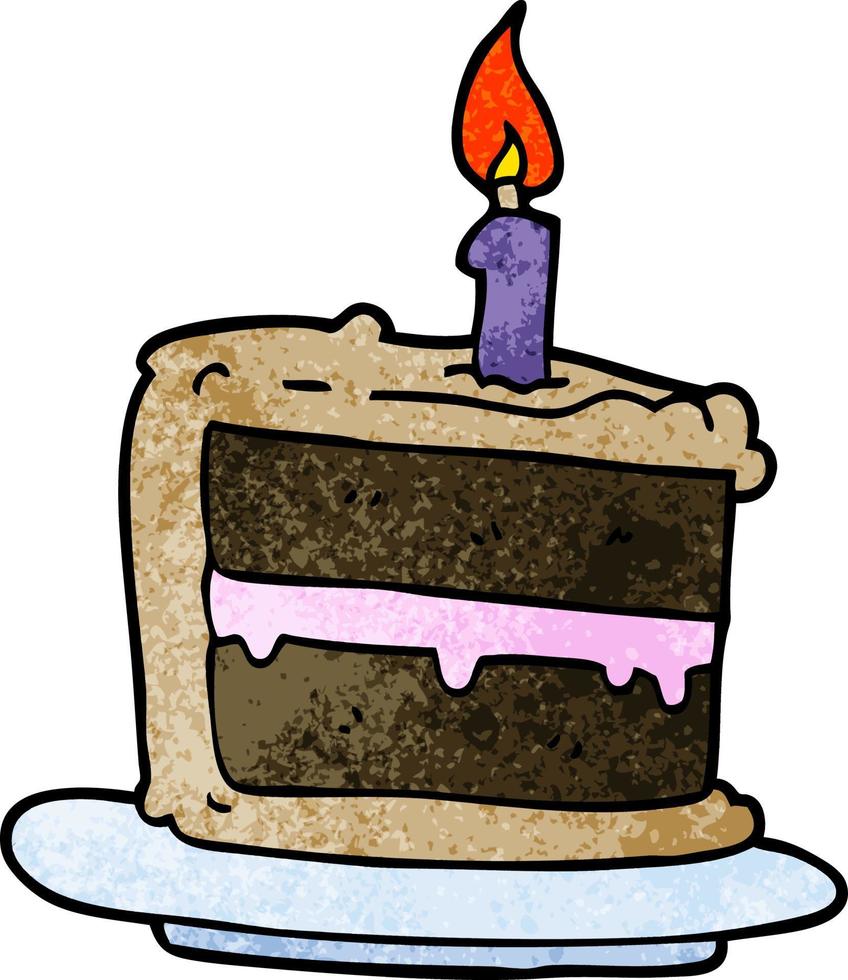 pastel de cumpleaños de garabato de dibujos animados vector