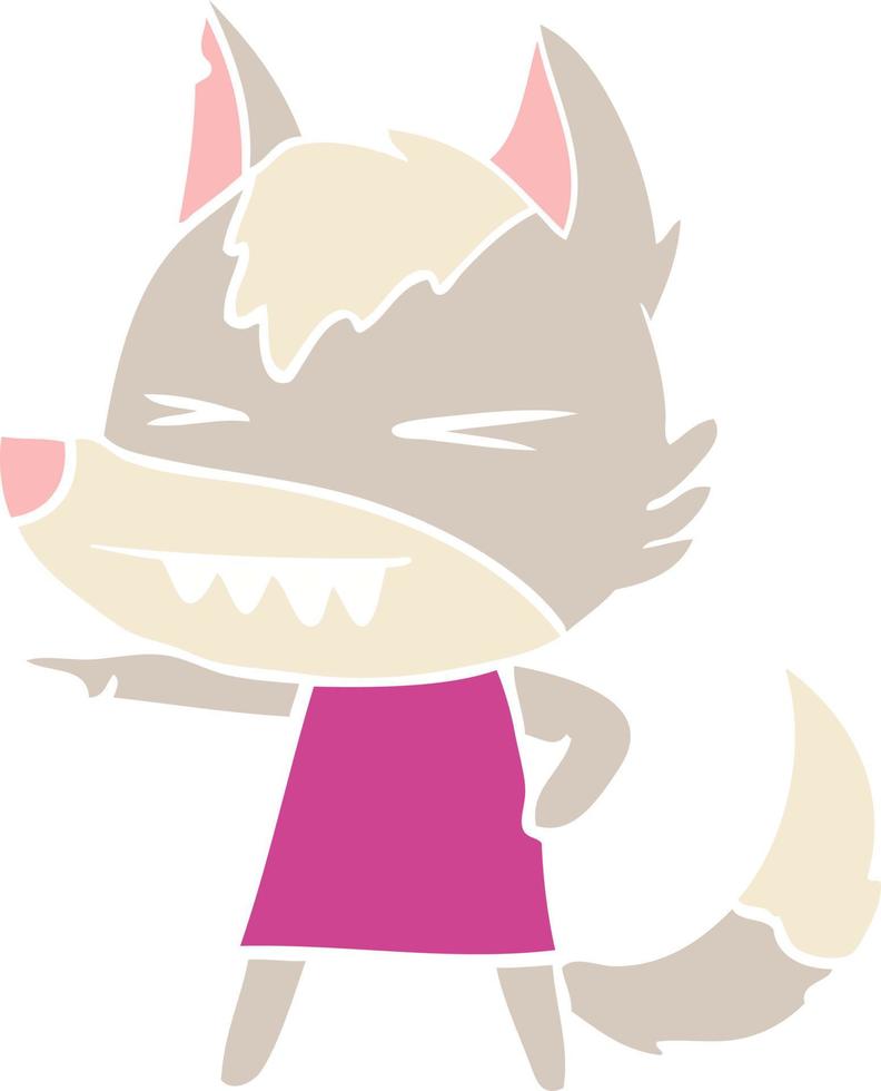 angry wolf flat color style cartoon vector