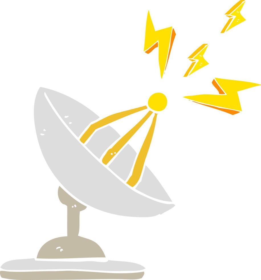 ilustración de color plano de una antena parabólica de dibujos animados vector