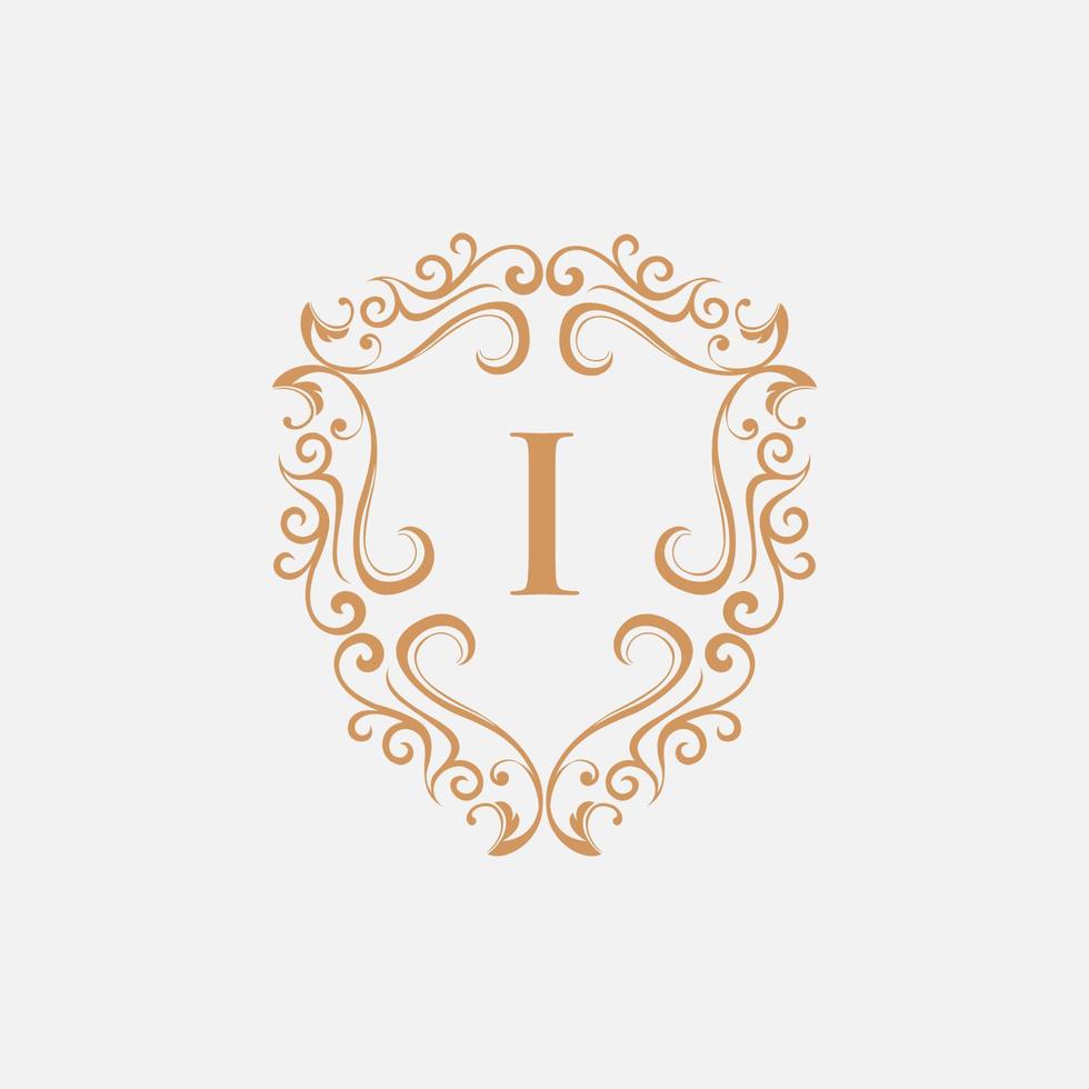 Letter I Shield Luxury Ornament Logo vector