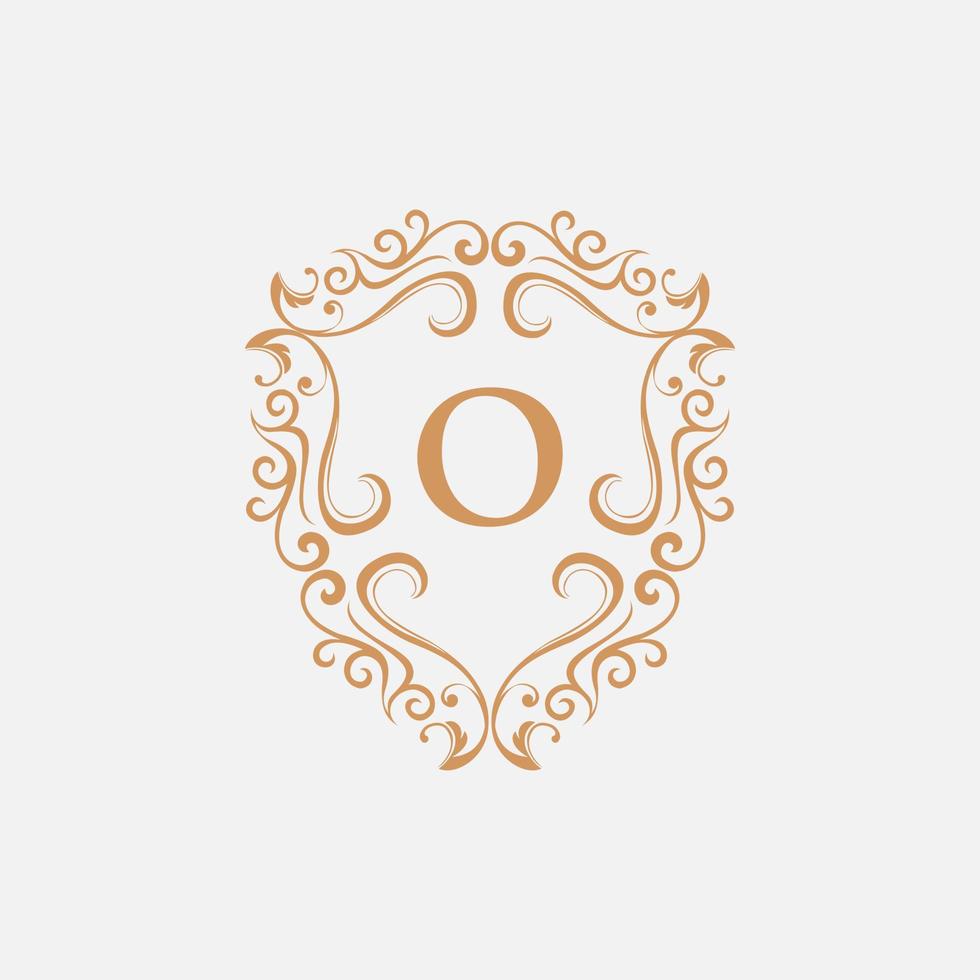 Letter O Luxury Ornament Shield Business Logo vector