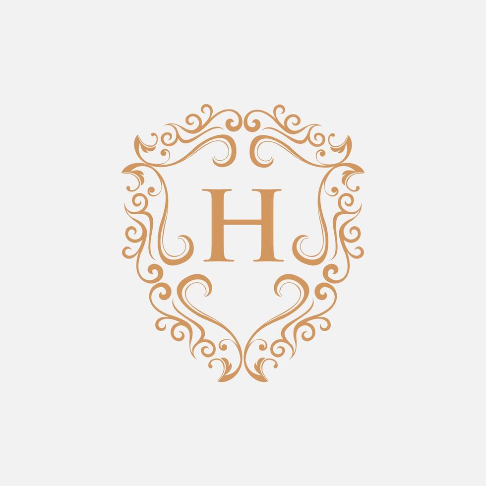Letter H Shield Ornament Heraldry Logo vector