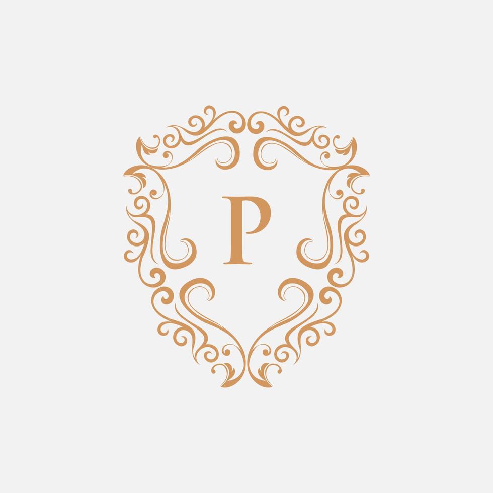 Letter P Shield Luxury Ornament Monogram Logo vector