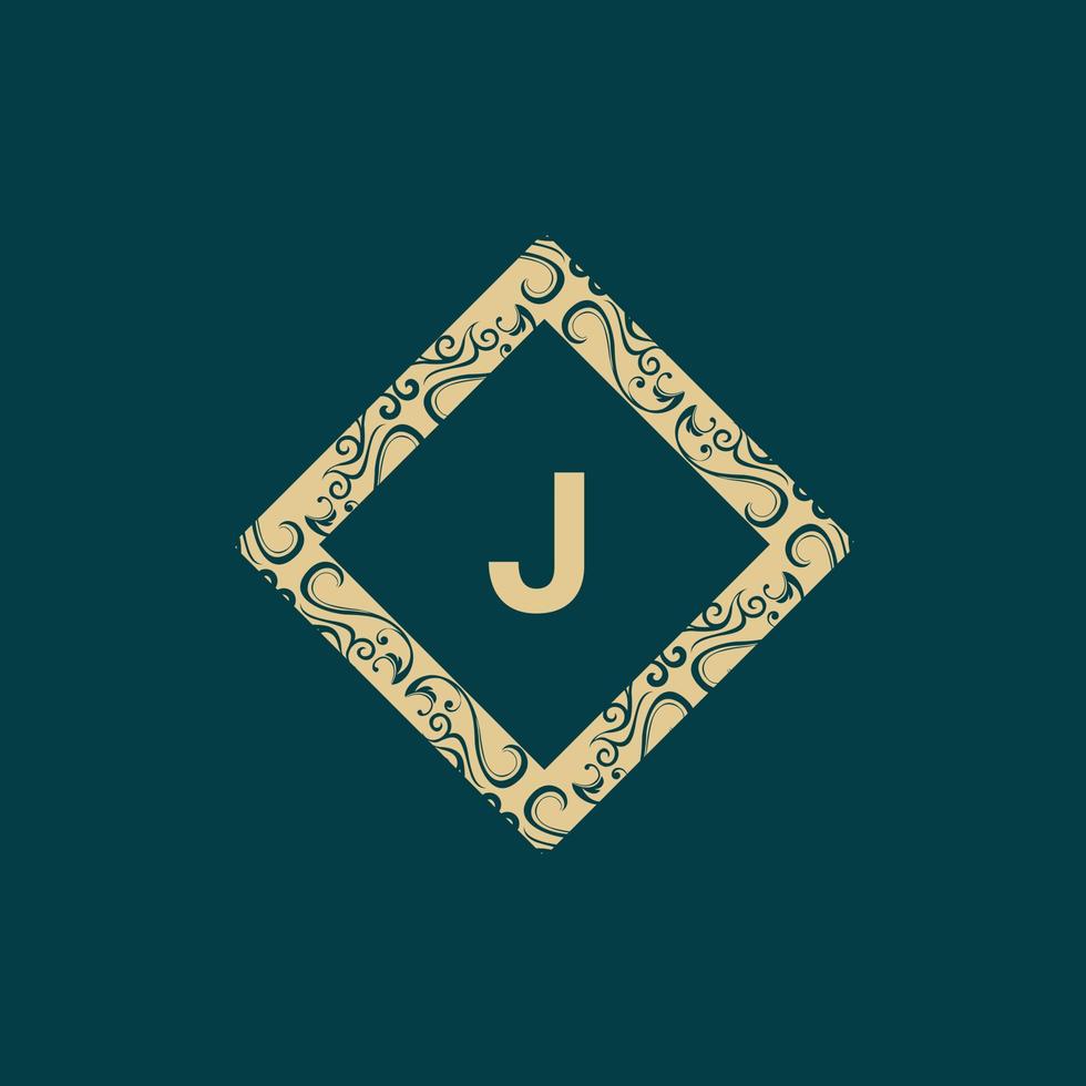 Letter J Frame Ornament Monogram Logo vector