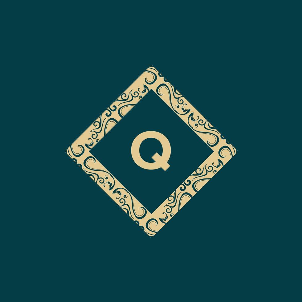 Letter Q Frame Luxury Ornate Logo vector