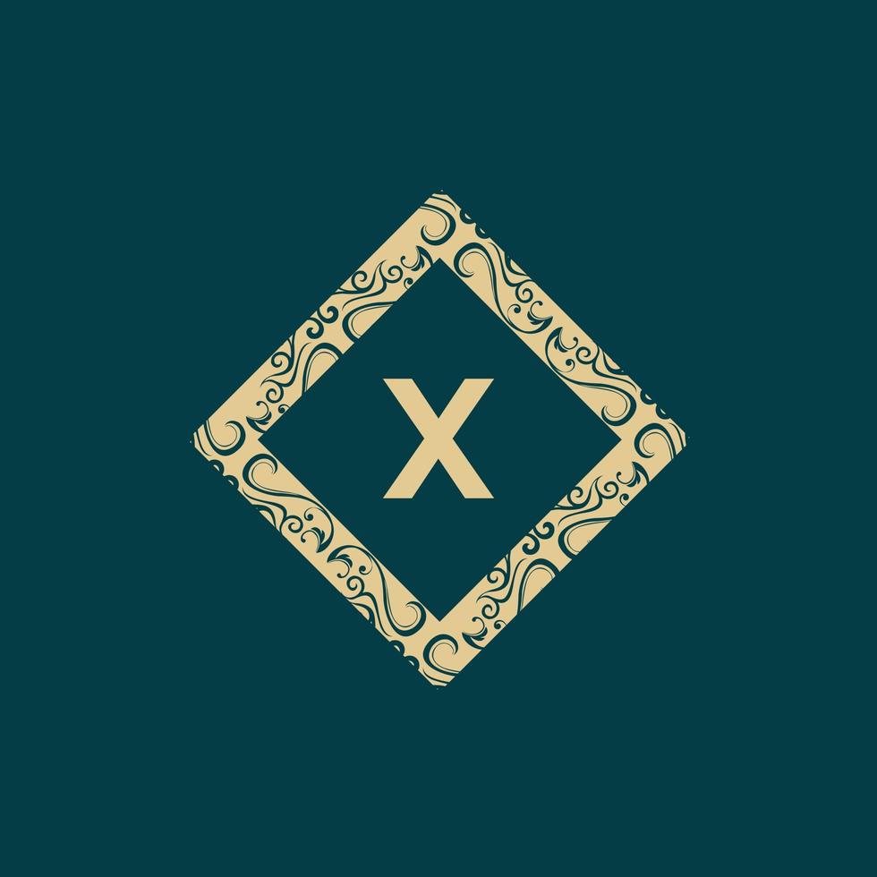 Letter X Frame Luxury Ornament Monogram Logo vector