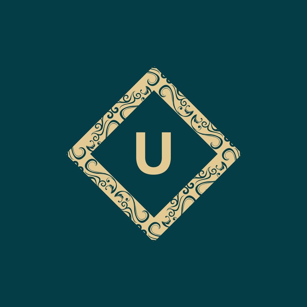 Letter U Frame Ornate Monogram Logo vector
