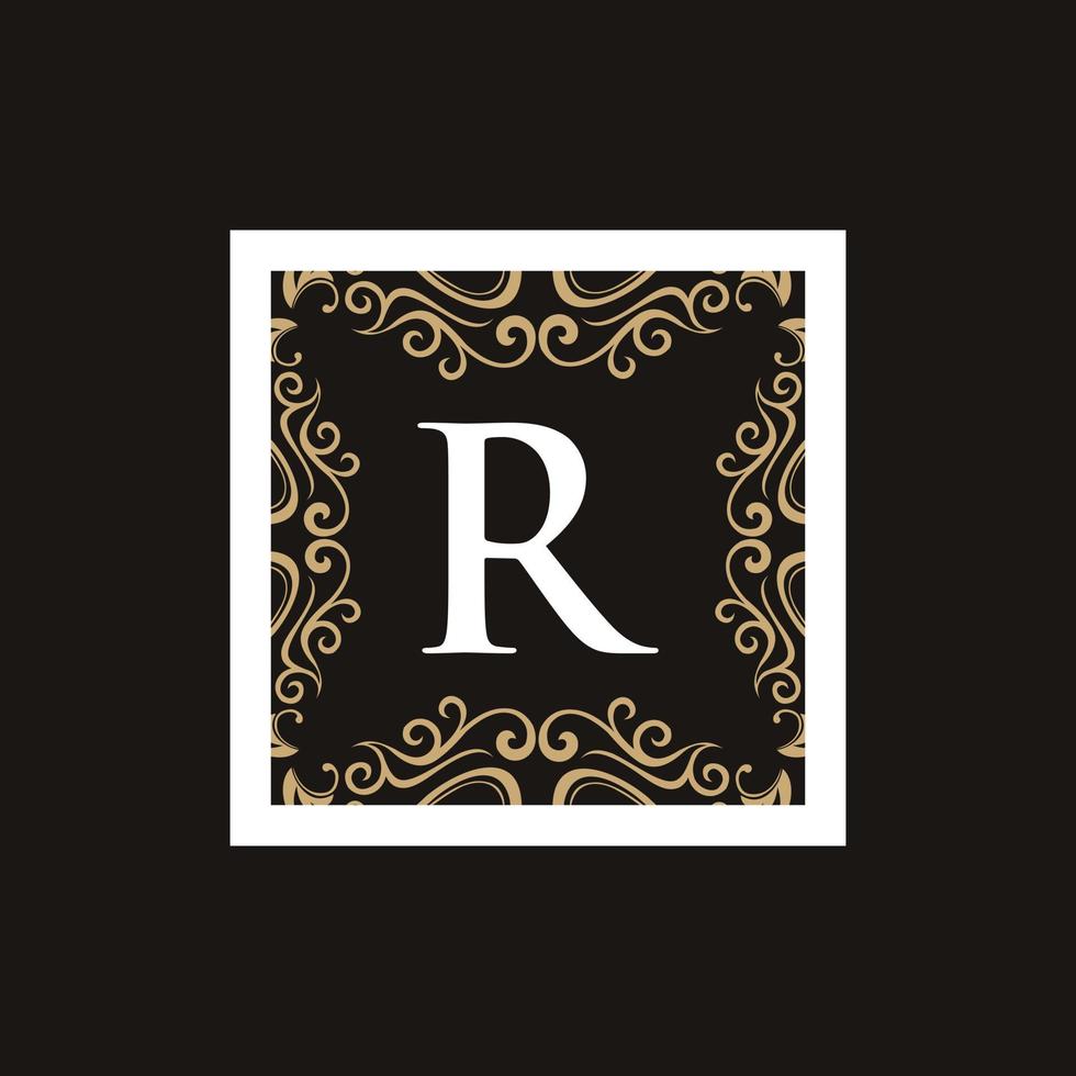 Letter R Frame Luxury Monogram Business Logo vector