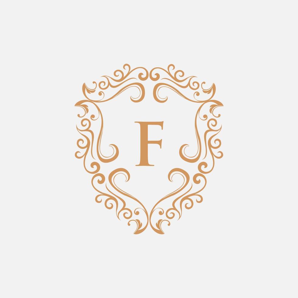 Letter F Shield Heraldry Ornament Logo vector