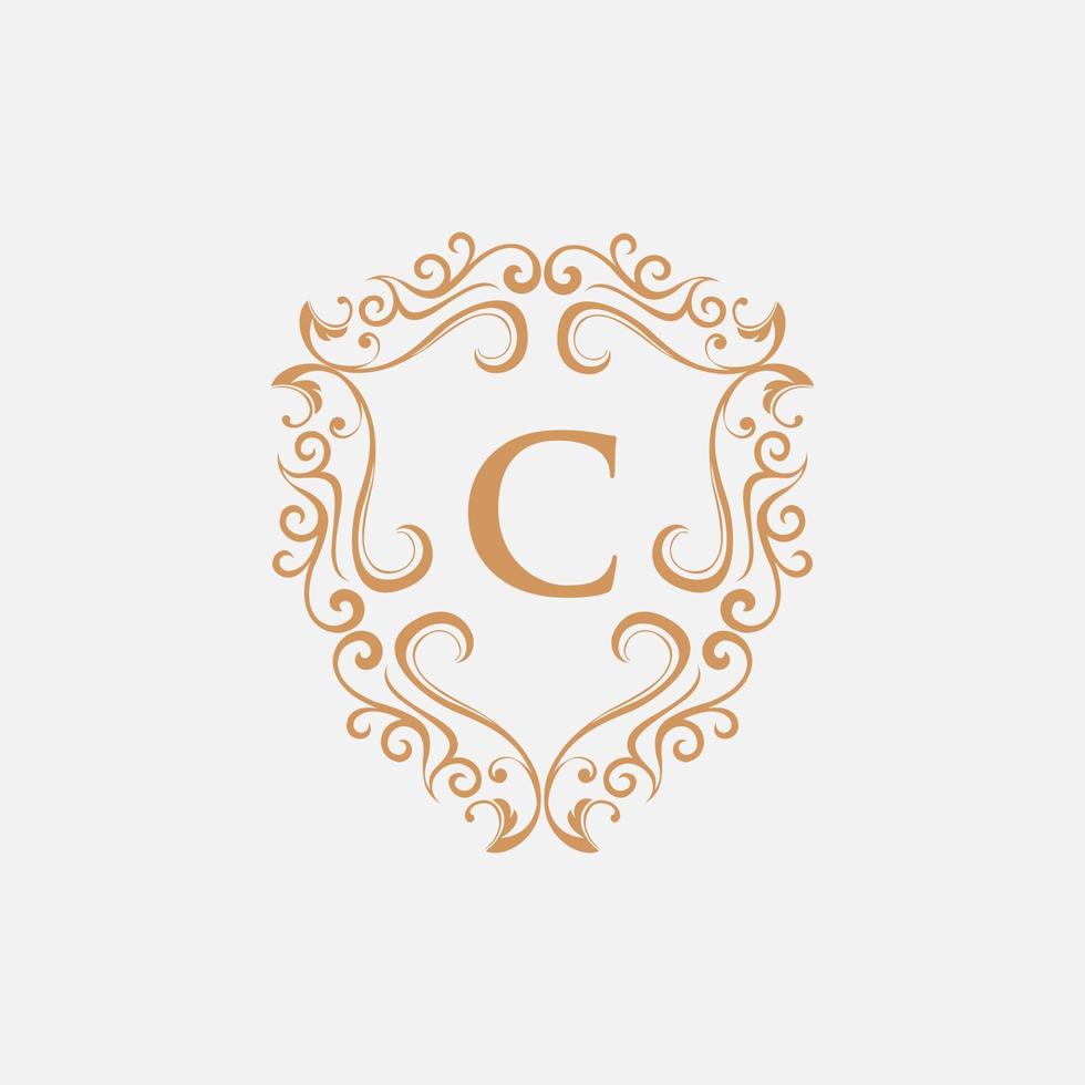 Letter C Shield Ornament Luxury Logo vector