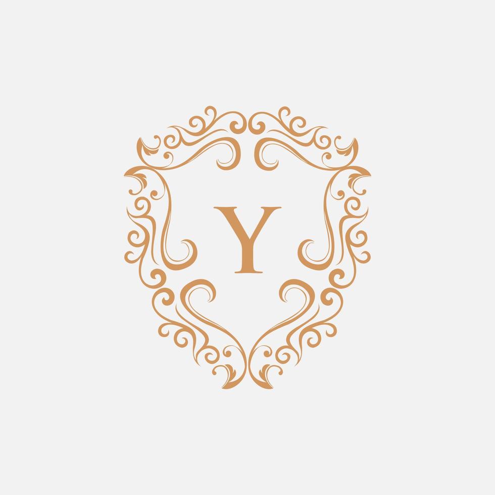 Letter Y Shield Ornate Monogram Logo vector