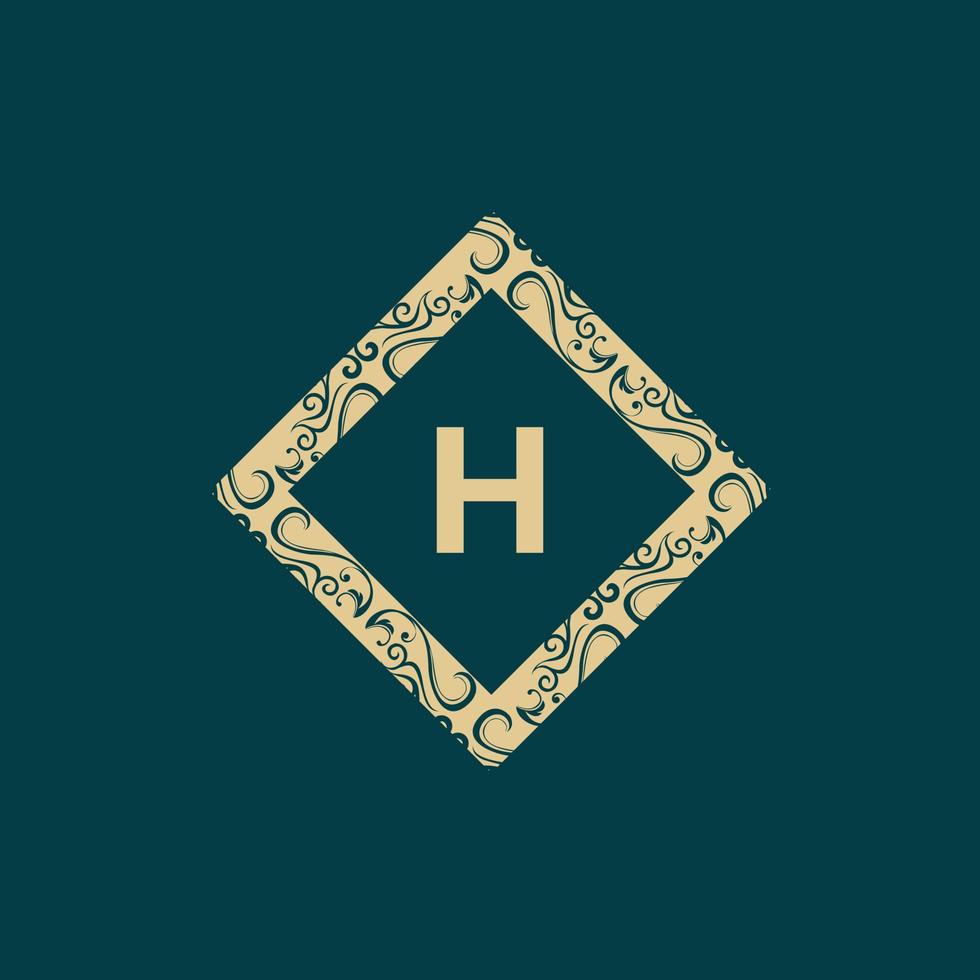 Letter H Square Pattern Ornate Logo vector