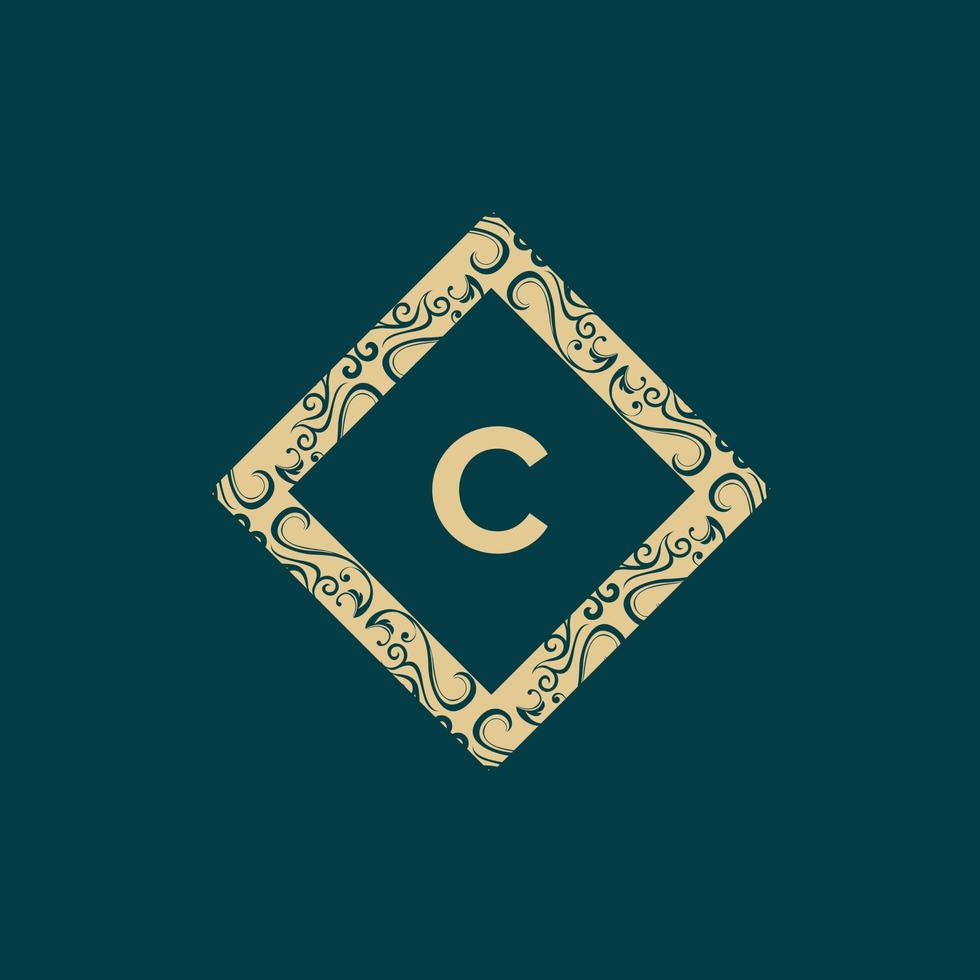 Letter C Square Frame Ornate Monogram Logo vector