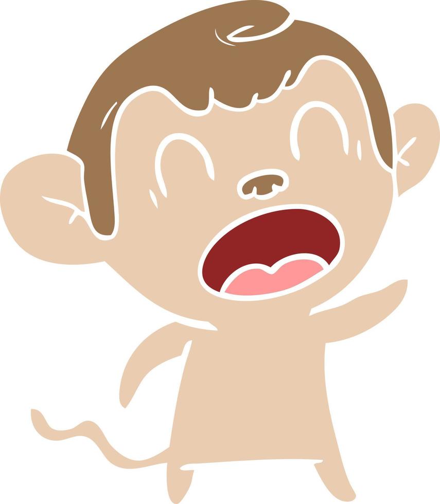 shouting flat color style cartoon monkey vector