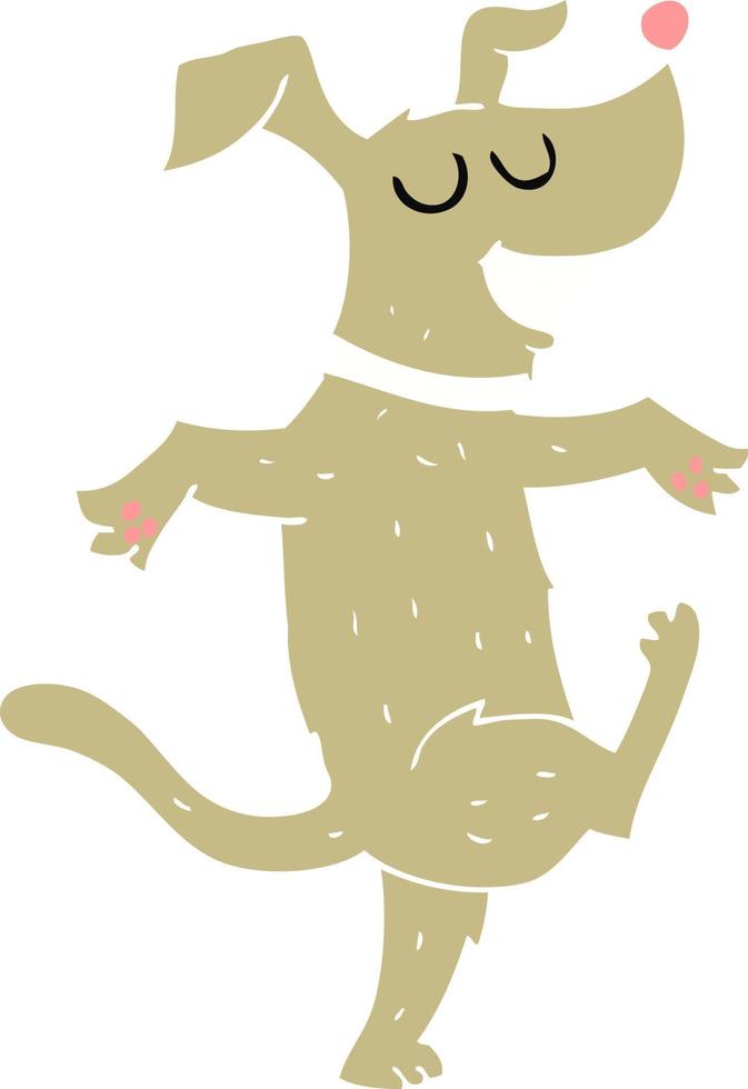 ilustración de color plano de un perro bailando de dibujos animados vector