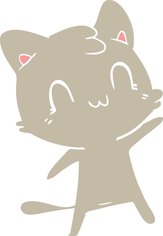 gato feliz de dibujos animados de estilo de color plano vector