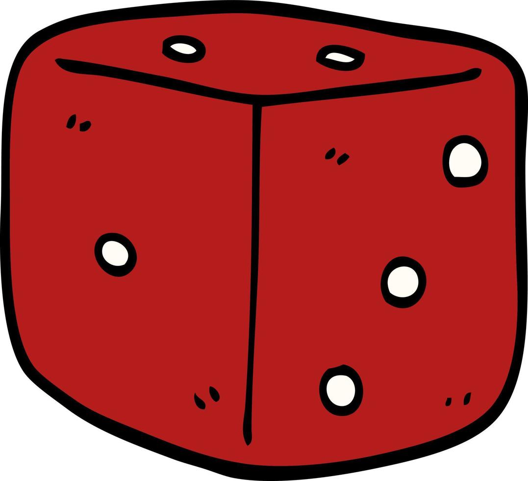 cartoon doodle red dice vector
