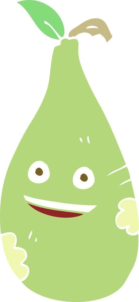 flat color illustration of a cartoon pear vector